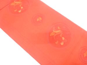 丸紋に花模様織り出し　袋帯